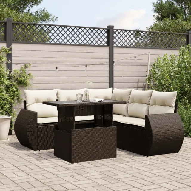 vidaXL 6-delige Loungeset met kussens poly rattan bruin, foto 2