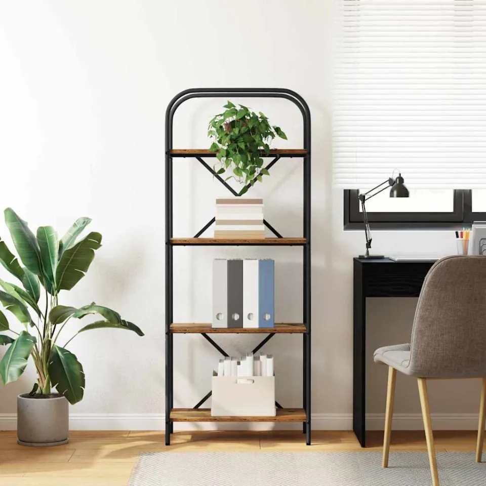 vidaXL Boekenkast 4-laags 60 x 30 x 146 cm Bewerkt hout Oudhout bruin, foto 4