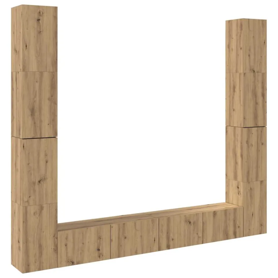 vidaXL Tv-wandkasten 6 st bewerkt hout artisanaal eikenkleurig Bruin