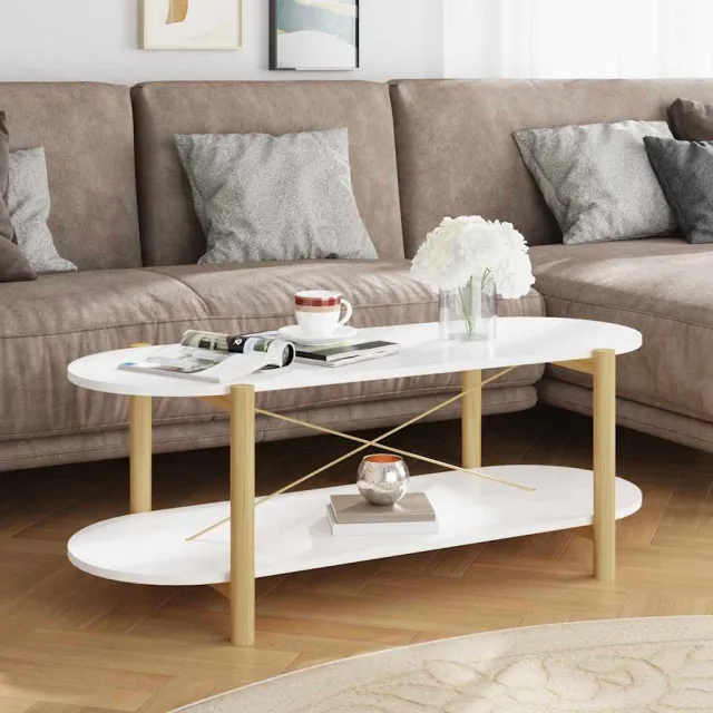 vidaXL Salontafel 110x48x40 cm bewerkt hout wit, foto 2
