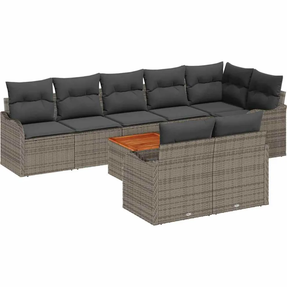 vidaXL Tuinbankenset 9 st Grijs poly rattan