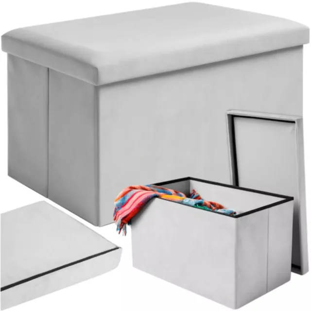 Ruhhy Lichtgrijze Fluwelen Poef 60×30×30 cm – Stijl & Comfort