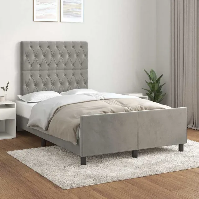 vidaXL Bedframe zonder matras 120x200 cm fluweel lichtgrijs grijs