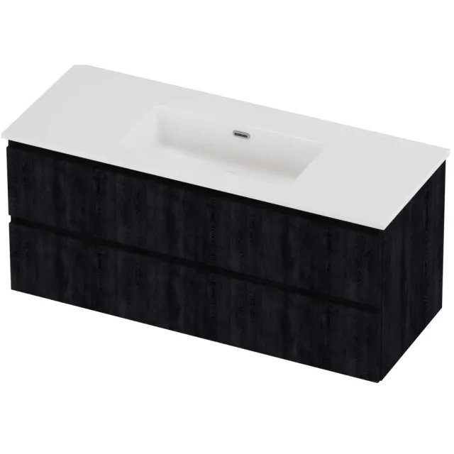 Proline Tribute Badmeubelset Porselein Elegant Zonder Kraangat 120x46x54 cm Glans Wit Charcoal Oak Eiken