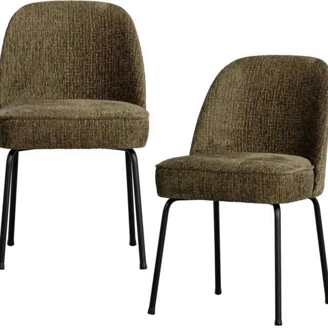 WOOOD Vogue Eetkamerstoelen - Velvet Stof - Bonsai - Set van 2