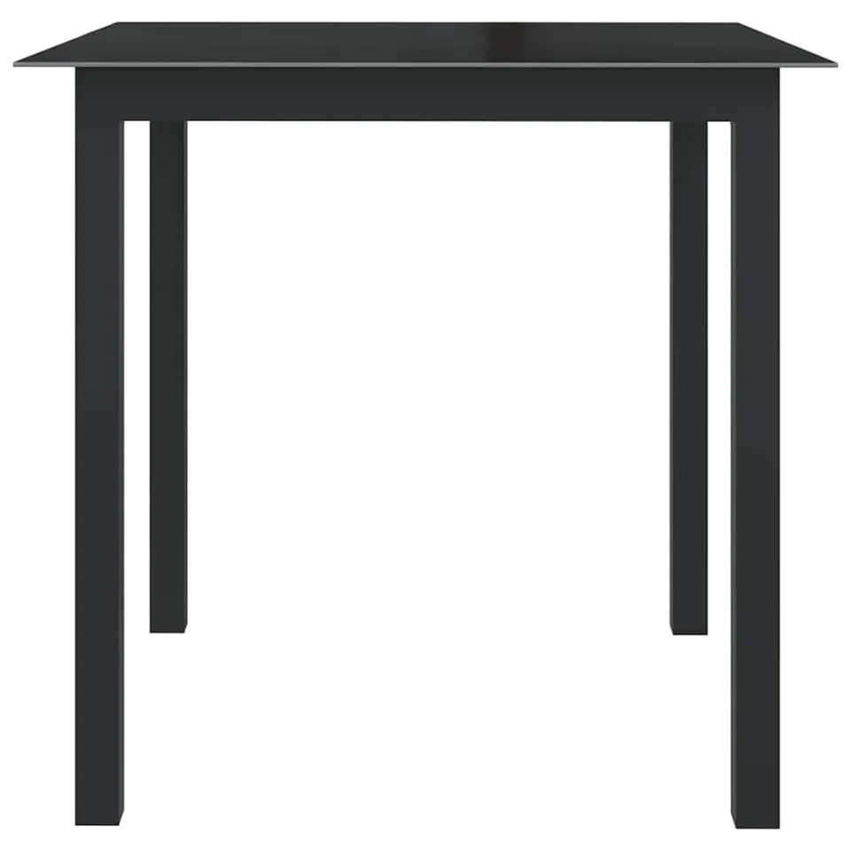 vidaXL Tuintafel 80x80x74 cm aluminium en glas zwart, foto 2