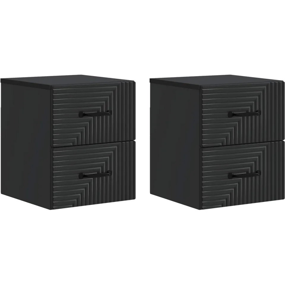 vidaXL Wandbeugel Bedkast 2 st Zwart 34,5 x 33 x 40 cm Bewerkt hout, foto 3
