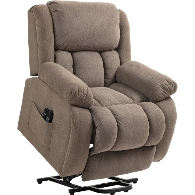 Homona Elektrische sta-opfauteuil - Met massagefunctie en lendenverwarming - 93 x 104 x 100 cm - Lichtbruin