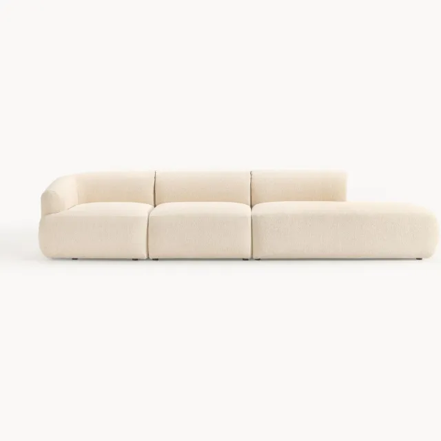 Westwing Collection Modulaire XL chaise longue Sofia van bouclé stof beige