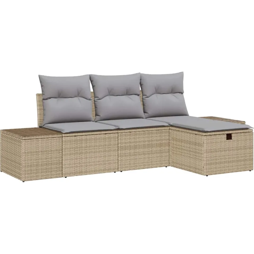vidaXL Tuin Sofa Set 4 st poly rattan Grijs