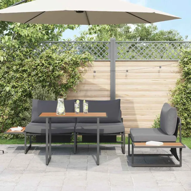 vidaXL Tuin eettafelset 3 st Antraciet Staal, foto 2