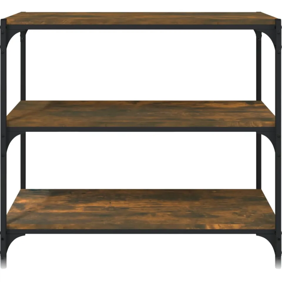 vidaXL Boekenkast 80x33x70,5 cm hout en staal gerookt eikenkleur, foto 4