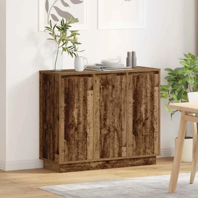 vidaXL LED Sideboard Oudhout 90 x 32 x 75 cm Bewerkt hout Bruin