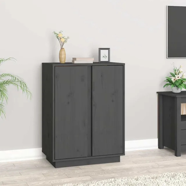 vidaXL Dressoir 60x35x80 cm massief grenenhout grijs