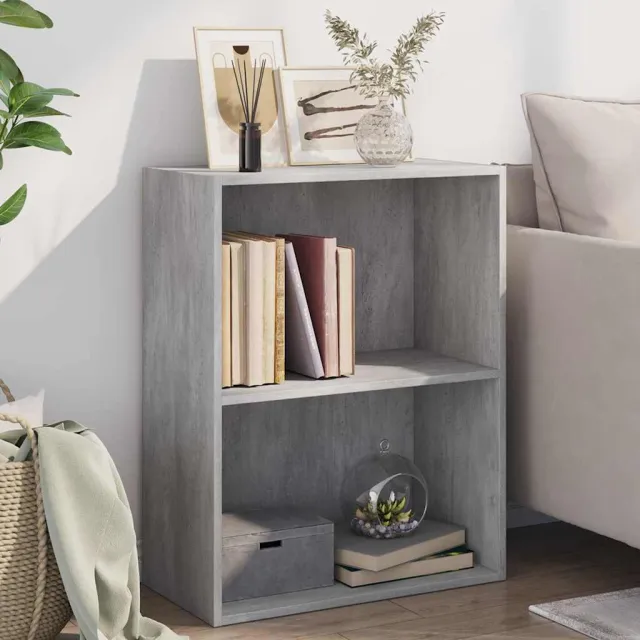 vidaXL Boekenkast met 2 schappen 60x30x76,5 cm bewerkt hout betongrijs grijs, foto 2