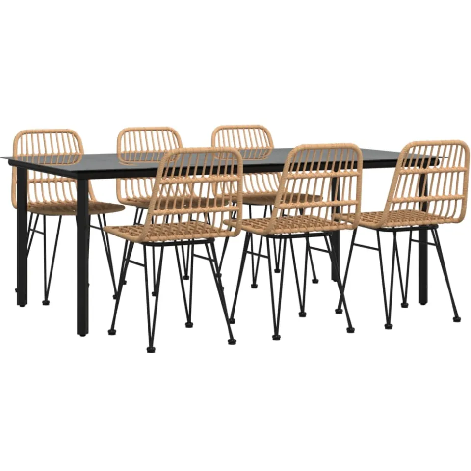 vidaXL 7-delige Tuinset poly rattan Bruin