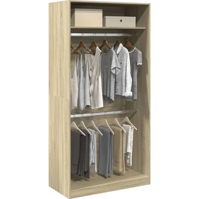 vidaXL Kledingkast 100x50x200 cm bewerkt hout sonoma eikenkleurig