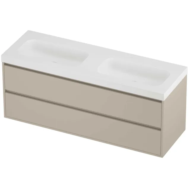 Proline Haga Badmeubelset Polystone Mezza 140x46x58 cm Mat White Soft Linen Beige