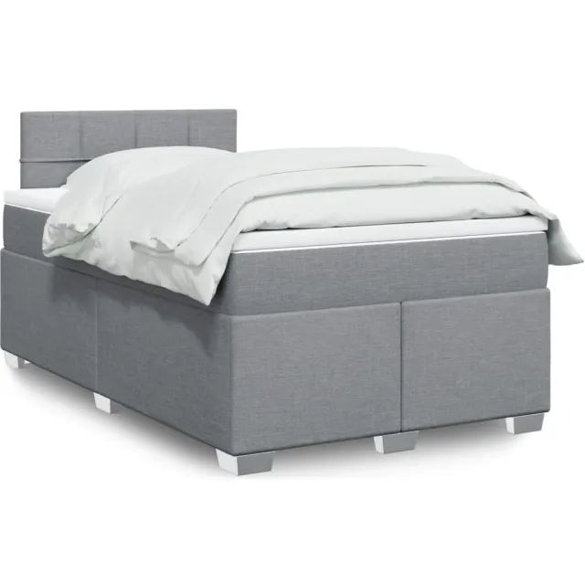 vidaXL Boxspring met matras stof lichtgrijs 120x200 cm grijs