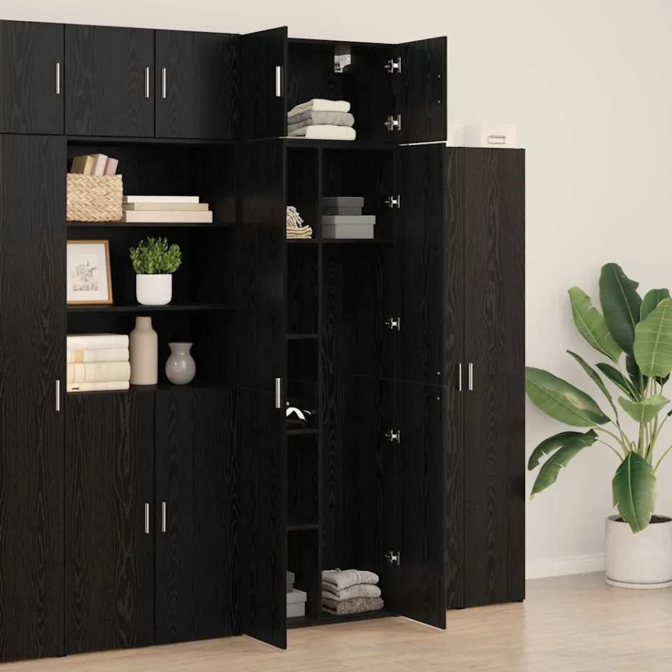 vidaXL Opbergkast 2 st Zwart Eiken 70 x 42,5 x 185 cm, foto 4