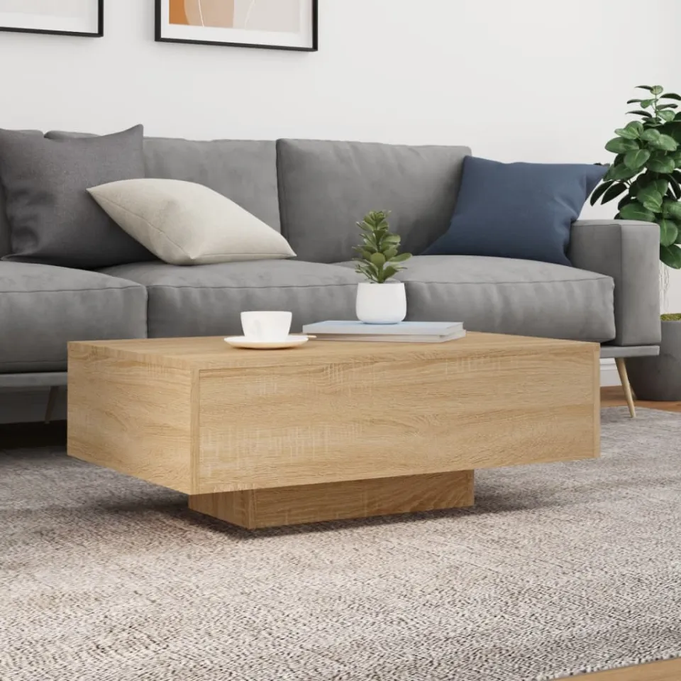 vidaXL Salontafel met LED-verlichting 85x55x31 cm sonoma eikenkleurig, foto 2