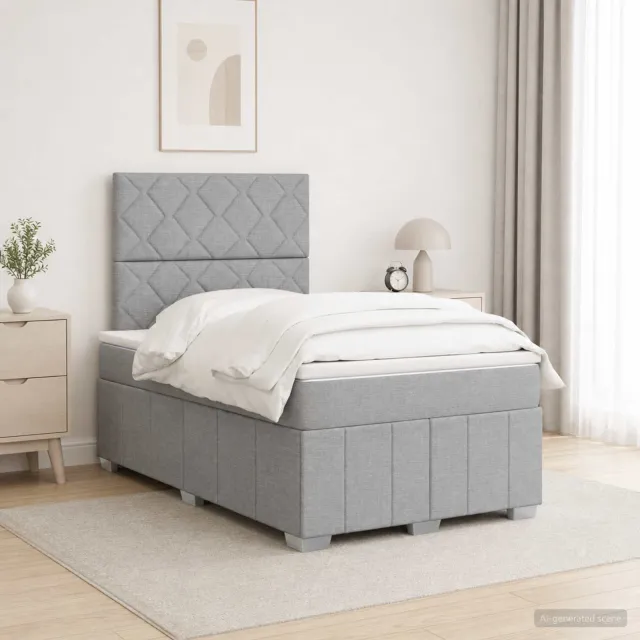 vidaXL LED Boxspring Bed met Matras Lichtgrijs 120 x 190 cm Stof