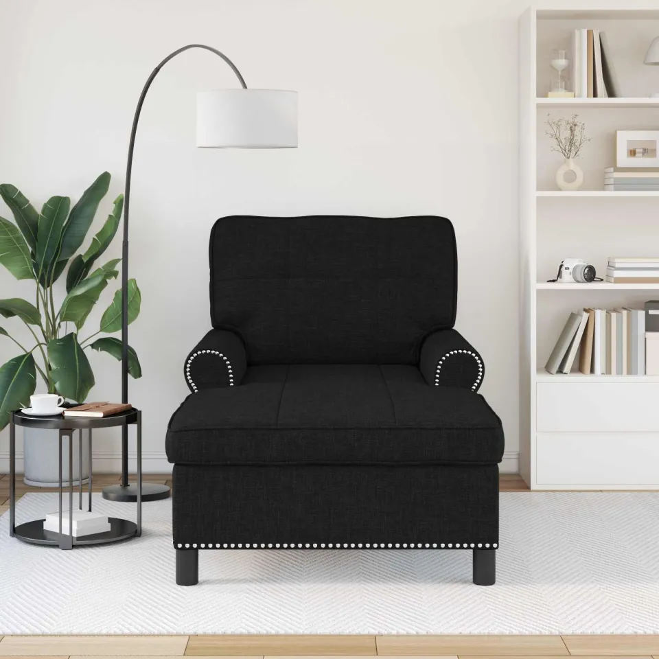 vidaXL Chaise Lounge Zwart Stof 91 x 157 x 91 cm, foto 2