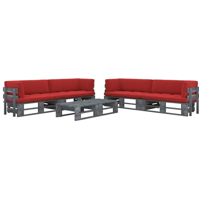 vidaXL 6-delige Loungeset pallet met kussens grijs geïmpregneerd hout, foto 2