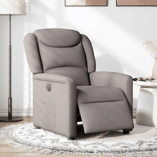 vidaXL Fauteuil verstelbaar elektrisch stof taupe