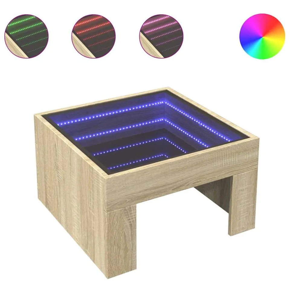 vidaXL Salontafel met Infinity LED 50x50x30 cm sonoma eikenkleurig, foto 4
