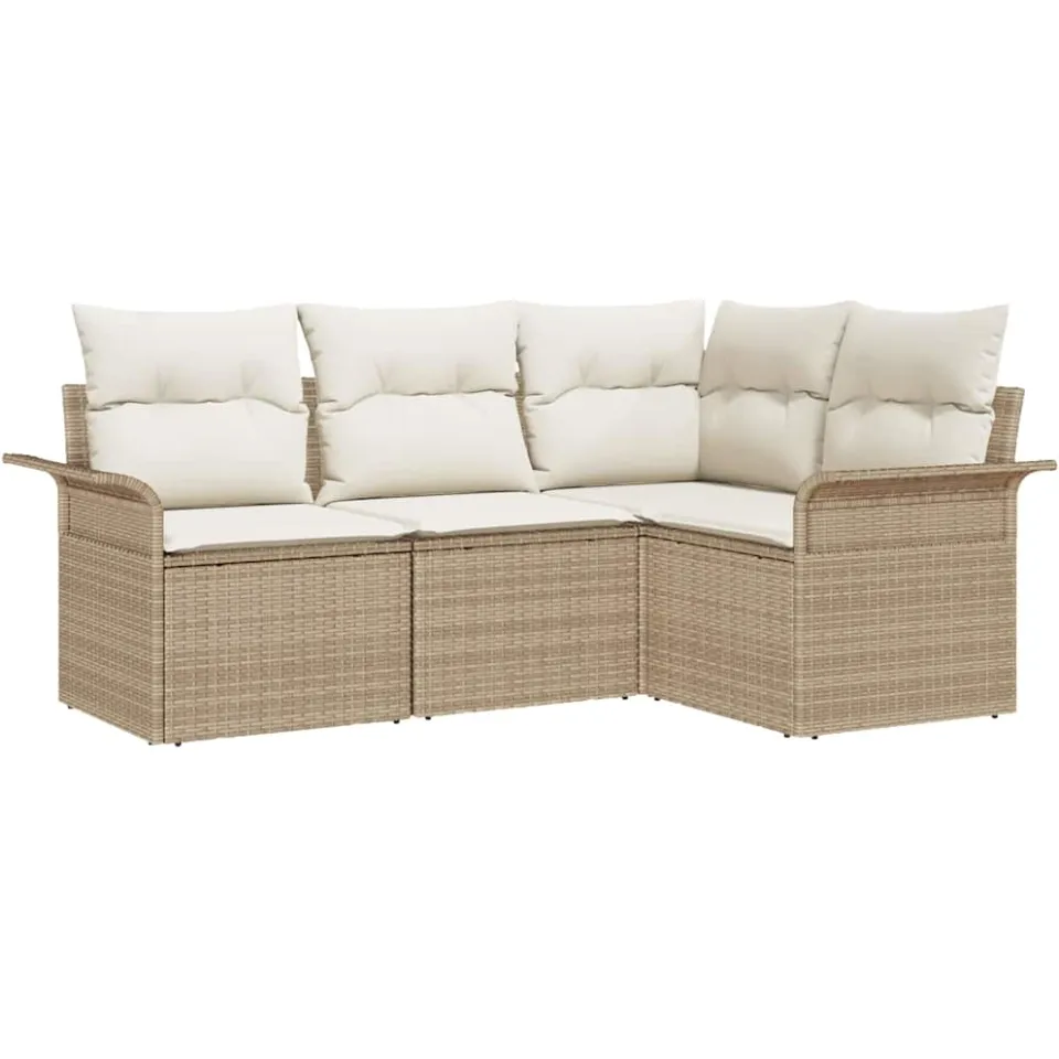 vidaXL Tuin Sofa Set 4 st Beige poly rattan