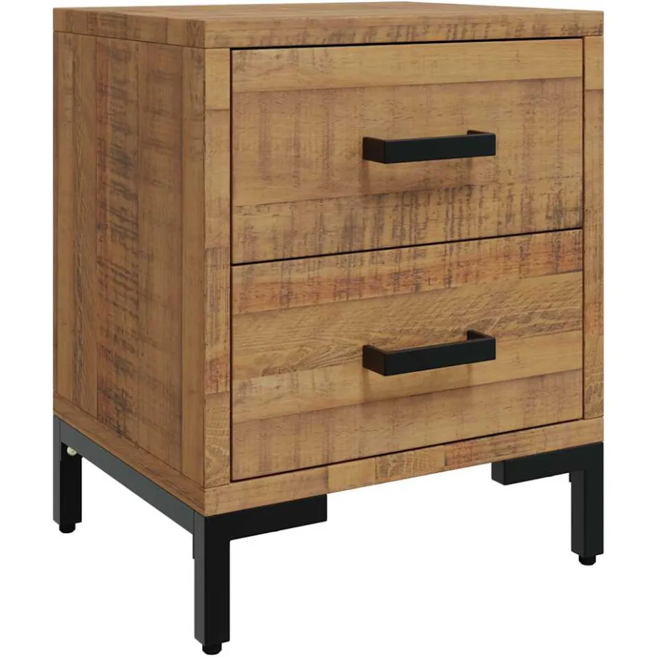 vidaXL Nachtkastjes 2 st 36x30x45 cm massief grenenhout bruin, foto 4