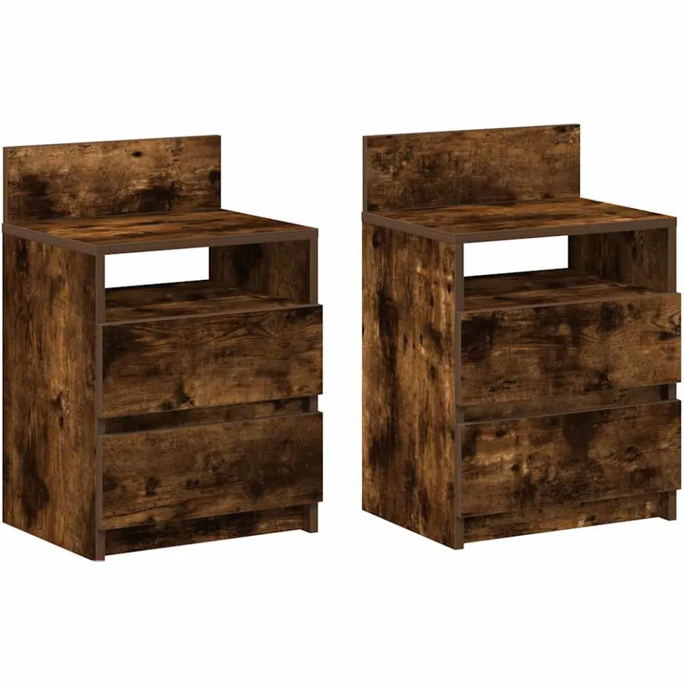 vidaXL Nachtkastjes 2 st met 2 lades 40x33x60 cm gerookt eikenkleurig, foto 3
