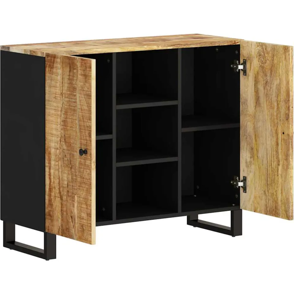 vidaXL Dressoir met 2 deuren 90x33x75 cm massief mangohout bruin, foto 4