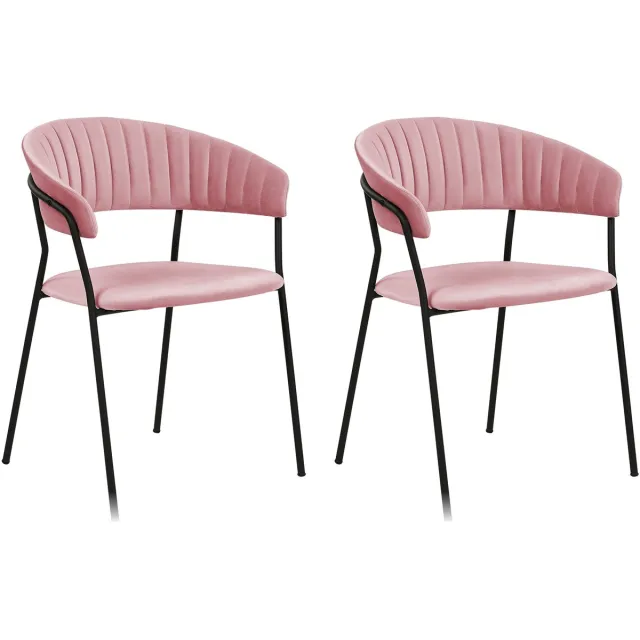 Beliani MARIPOSA - Eetkamerstoel set van 2 - Roze - Fluweel
