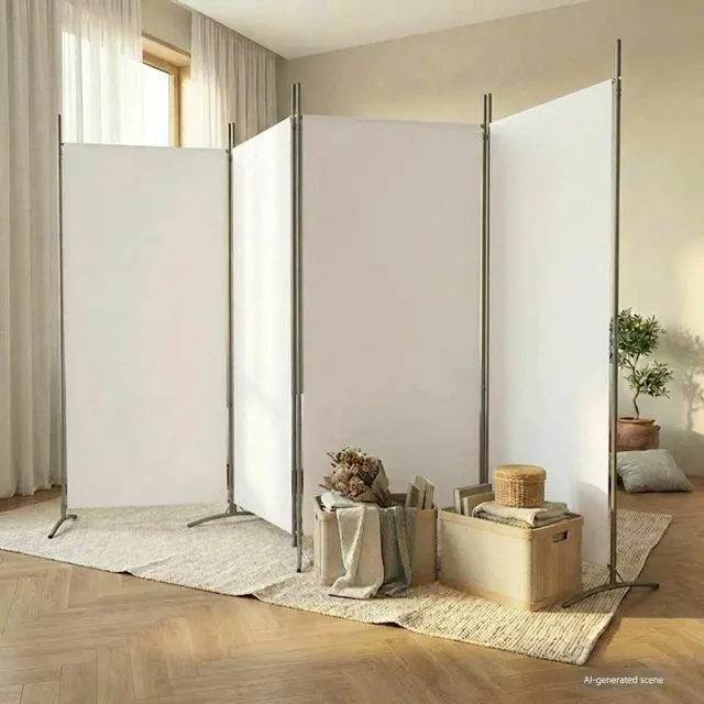 vidaXL Kamerscherm met 4 panelen 346x180 cm stof wit, foto 2