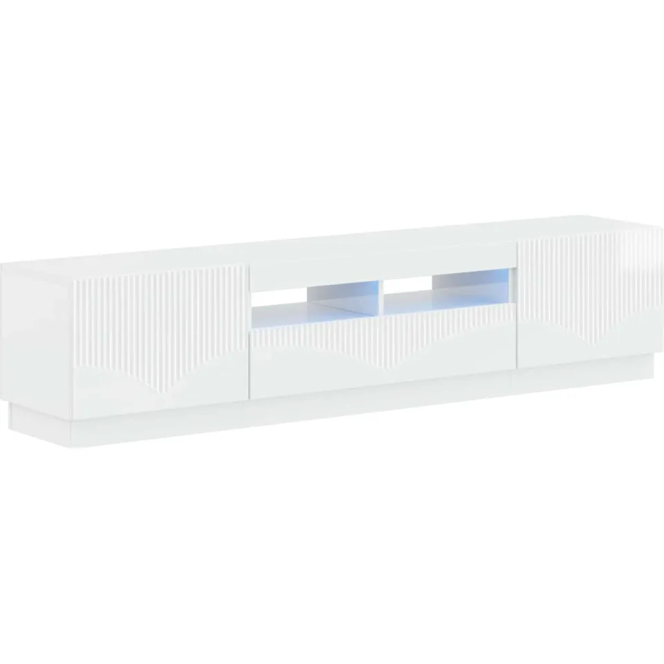 vidaXL LED tv-meubel HOORN 3 st Hoogglans Wit Bewerkt hout