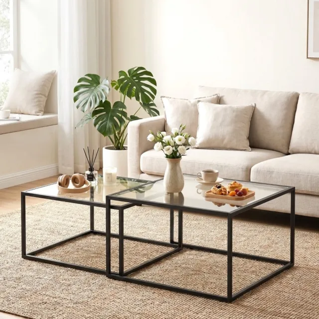 CHICFURN Salontafel - Nestbaar - Set van 2 - Zwart