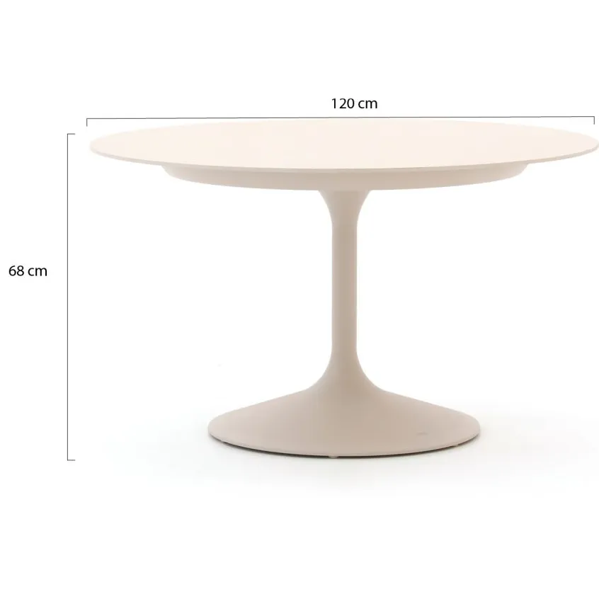 Suns Nova low dining tuintafel ø 120cm (h: 68cm) taupe, foto 2