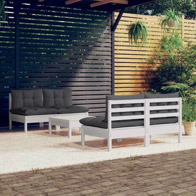 vidaXL 5-delige Loungeset met antracietkleurige kussens grenenhout, foto 2