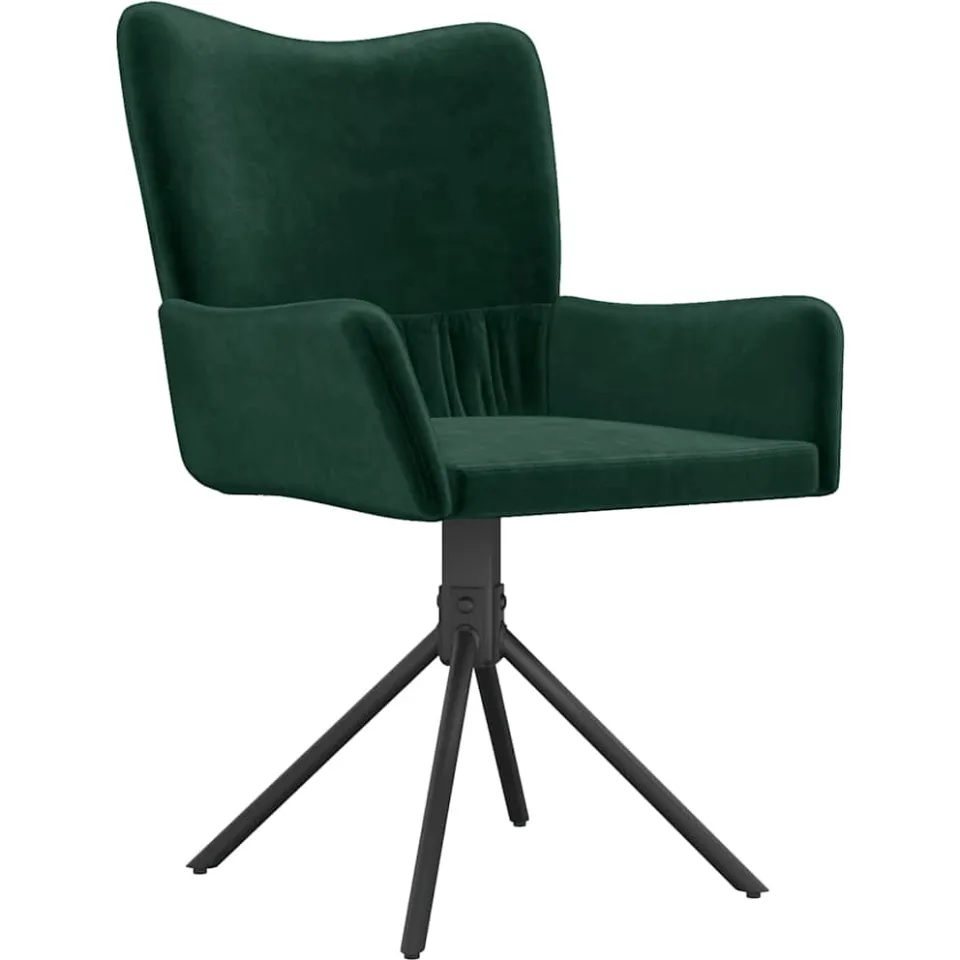 vidaXL Eetkamerstoelen draaibaar 2 st fluweel donkergroen groen, foto 4