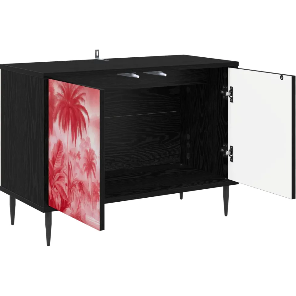 vidaXL Tv-meubel AACHEN 69 x 33 x 50,5 cm Zwart eiken Bewerkt hout