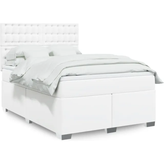 vidaXL Boxspring met matras kunstleer wit 140x190 cm
