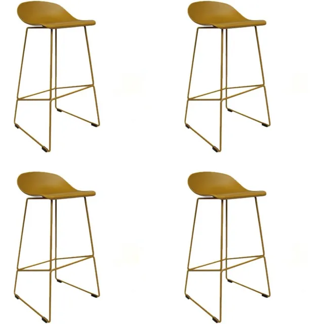 Bronx71 Barkruk Ellen geel Scandinavisch design 76 cm - Barkrukken set van 4 - barstoel