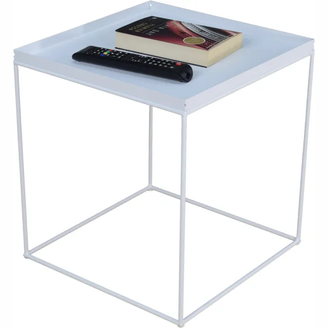 FutuStal Stalen Salontafel - Biały Mat - Kwadratisch Blad - Stevig Dradenframe Wit