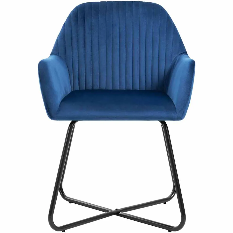 vidaXL Eetkamerstoelen 6 st fluweel blauw, foto 3