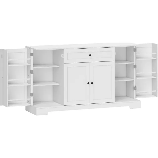 SONNENH Buffetkast met 4 softclose-deuren, lade en deurrekken - 140 x 40 x 80 cm - Wit