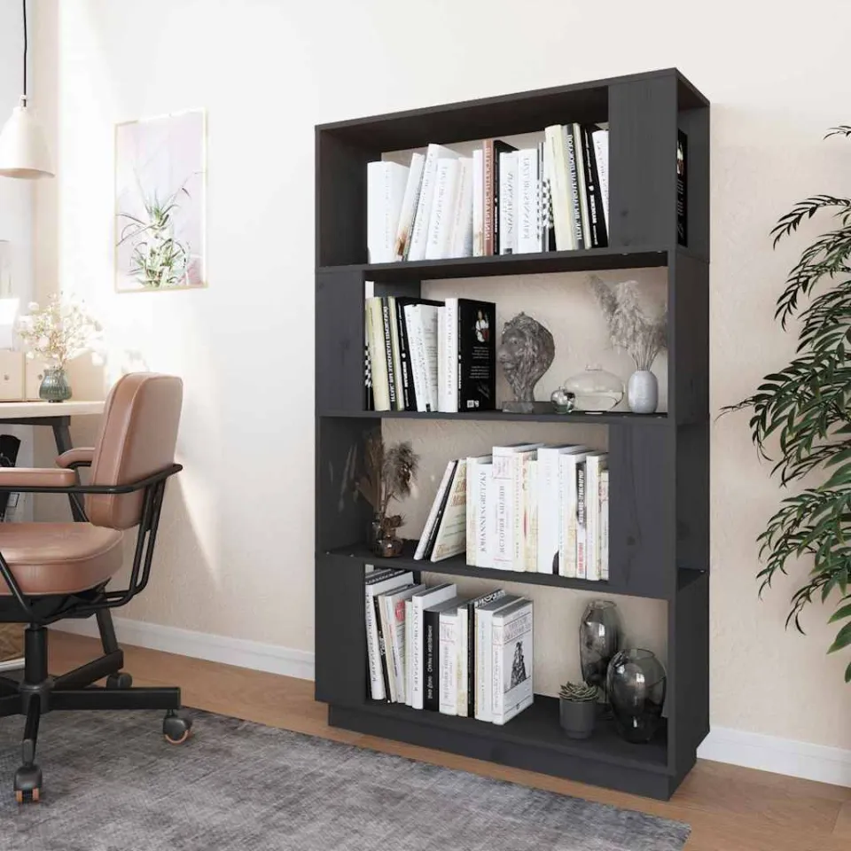 vidaXL Boekenkast/kamerscherm 80x25x132 cm massief grenenhout grijs, foto 2