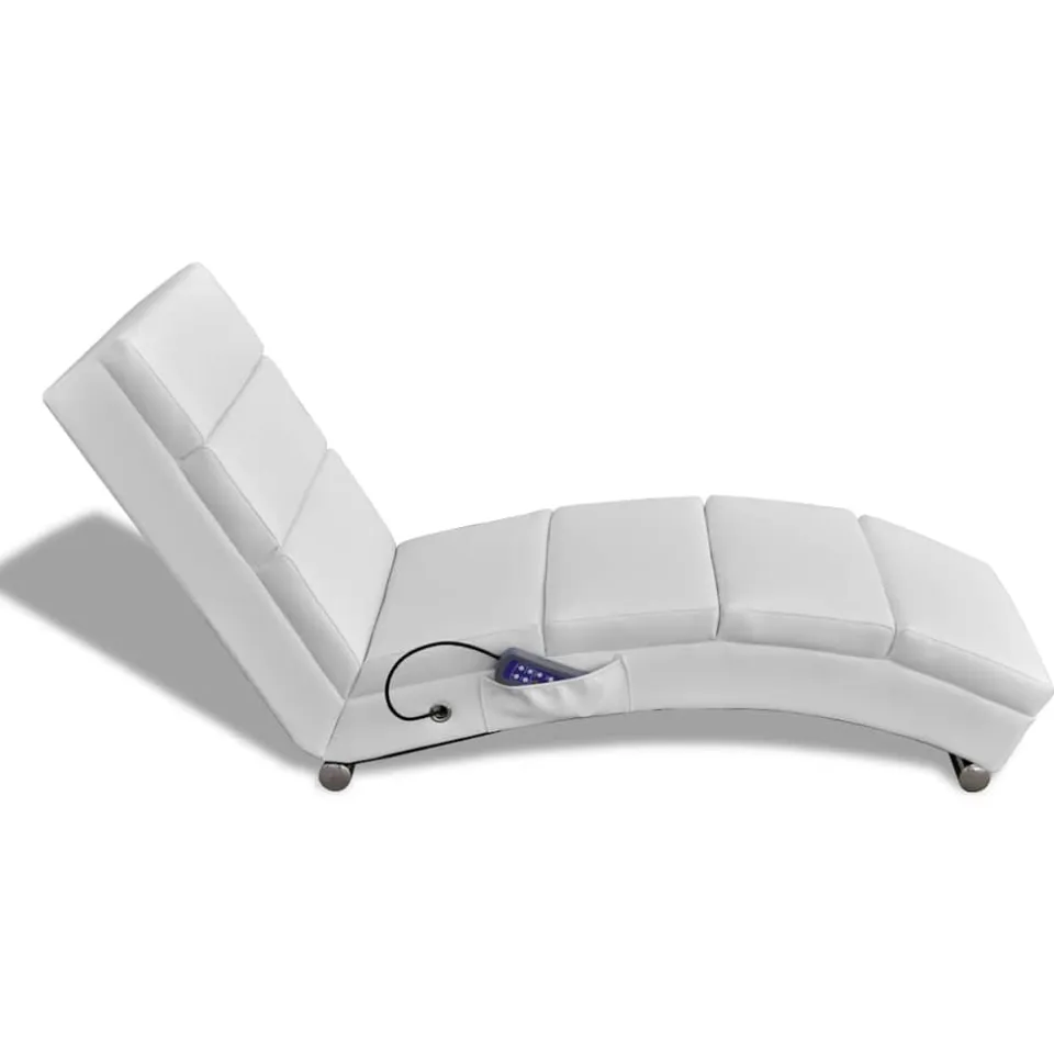 vidaXL Massagelounger kunstleer wit, foto 3