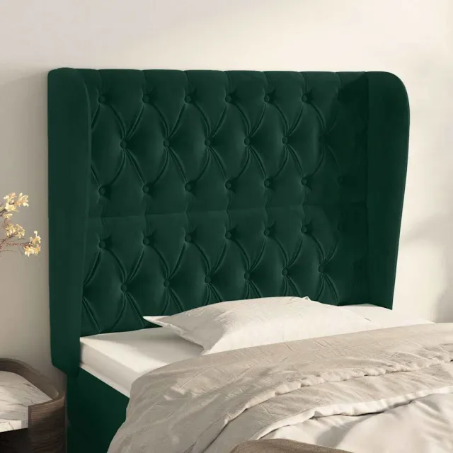 vidaXL Hoofdbord met randen 103x23x118/128 cm fluweel donkergroen groen